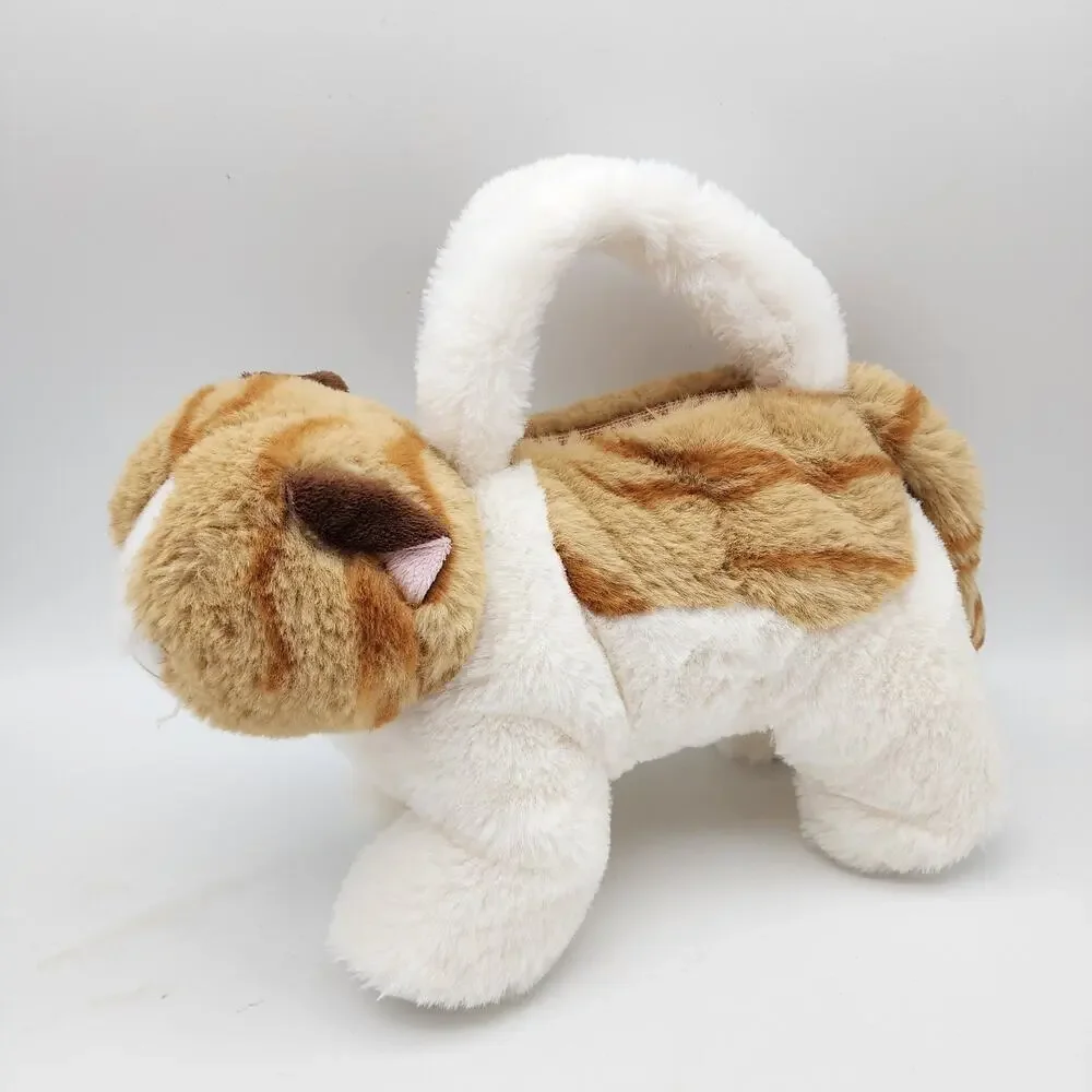 Plushies White Orange Tabby Plush Kitty Cat Purse Handbag Soft Stuffed Animal